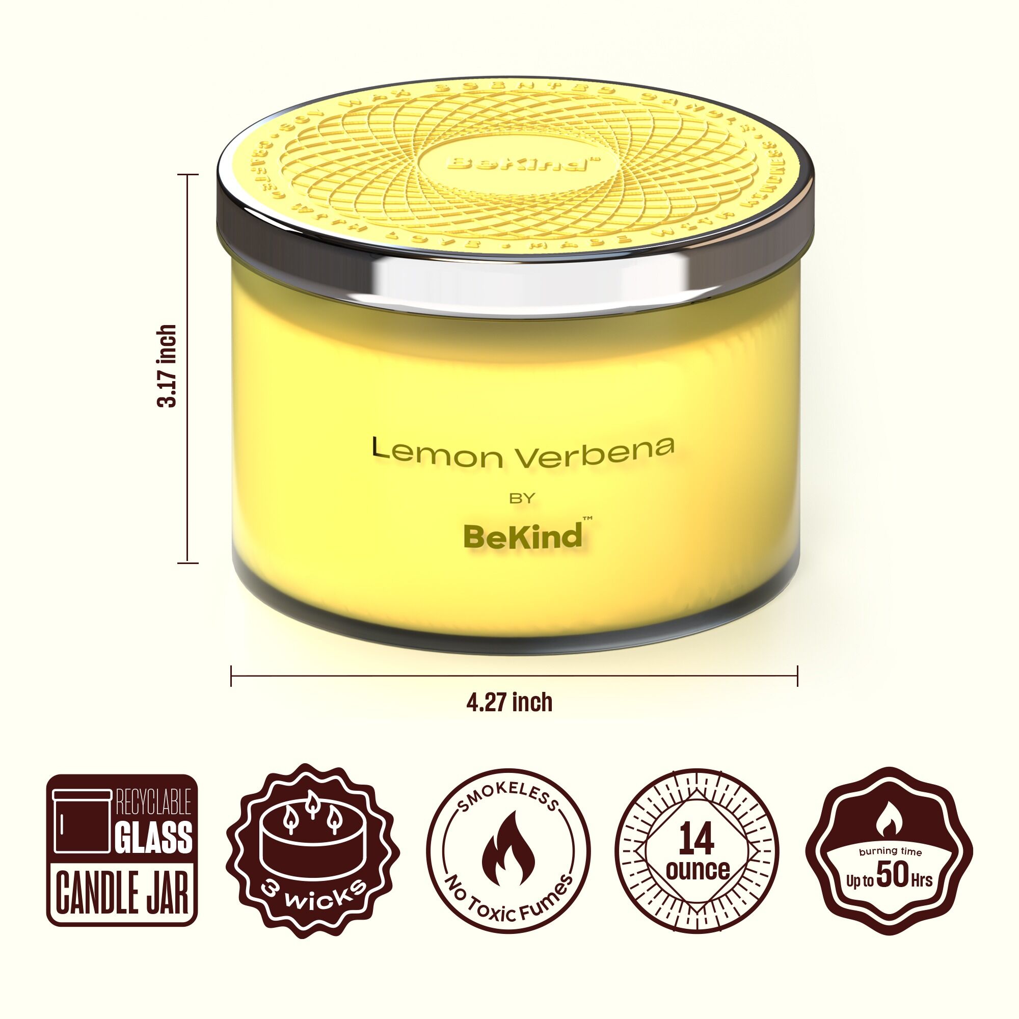 Bekind Large Jar Scented Candles - 14oz (Lemon Verbena) - Image 2